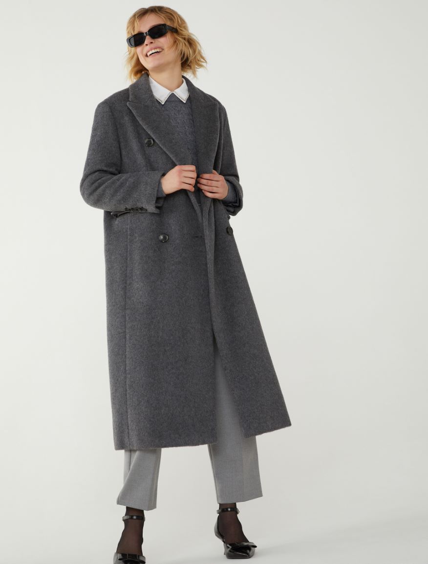 Oversized coat - MELANGE GREY - 4 - iBlues