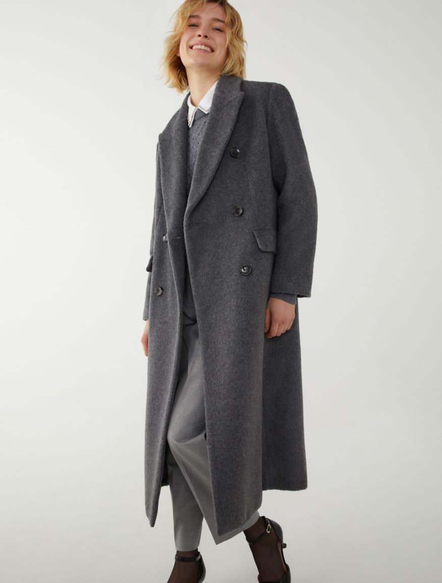 Oversized coat - MELANGE GREY - iBlues