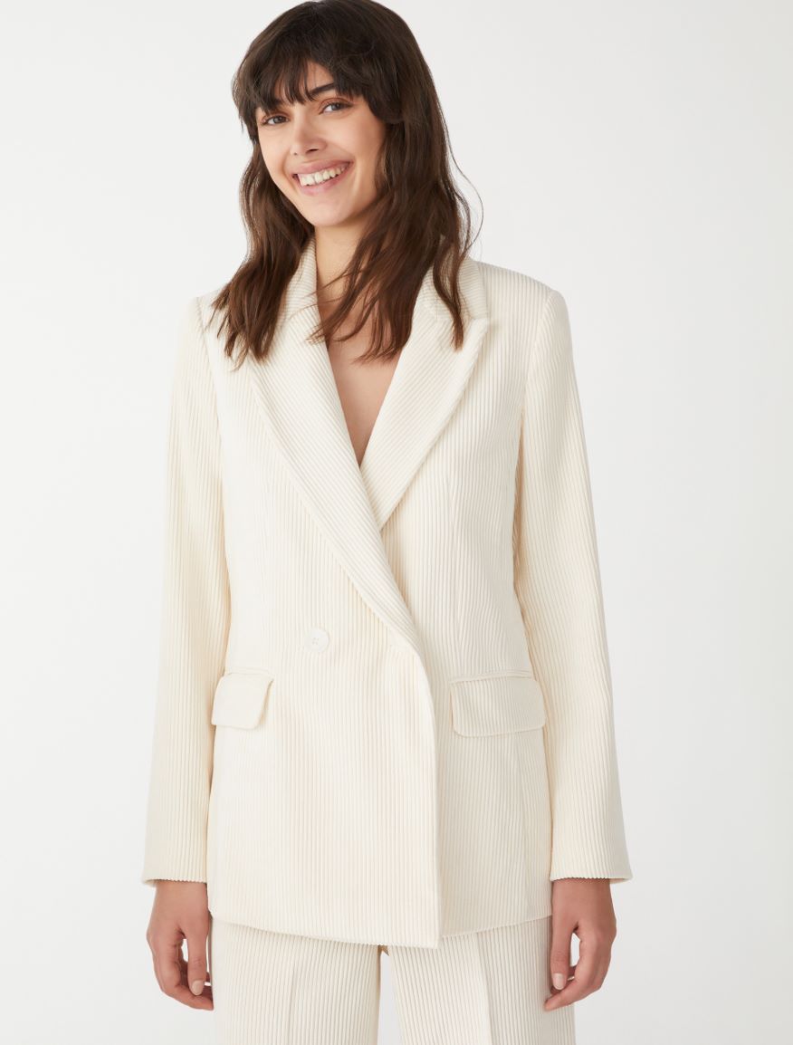 Double-breasted blazer - WOOL WHITE - 4 - iBlues