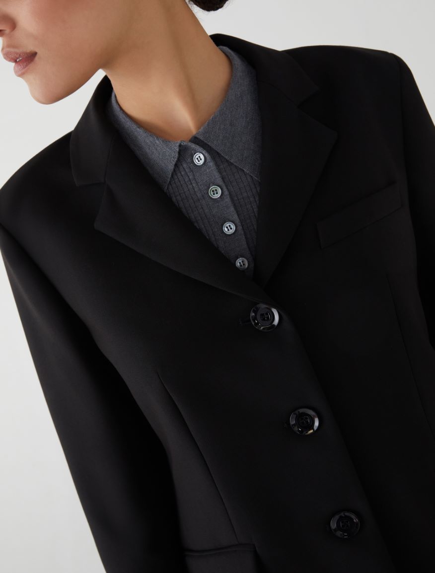 Fitted-waist blazer - BLACK - 3 - iBlues