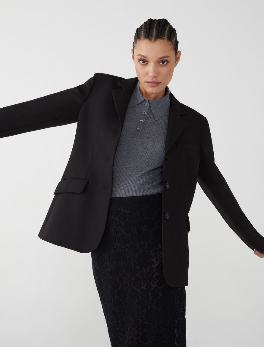 Fitted-waist blazer - BLACK - iBlues