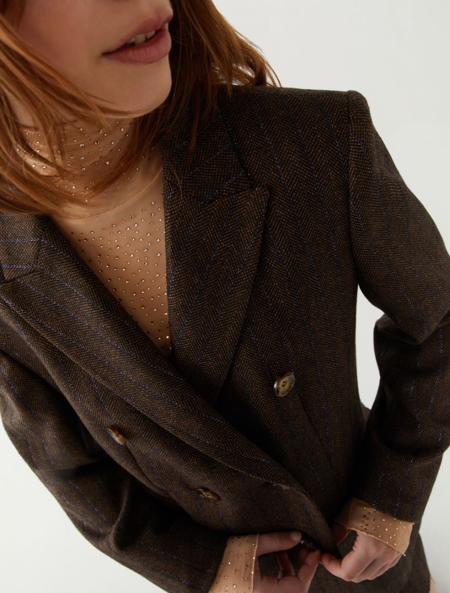 Double-breasted blazer - DARK BROWN - 3 - iBlues