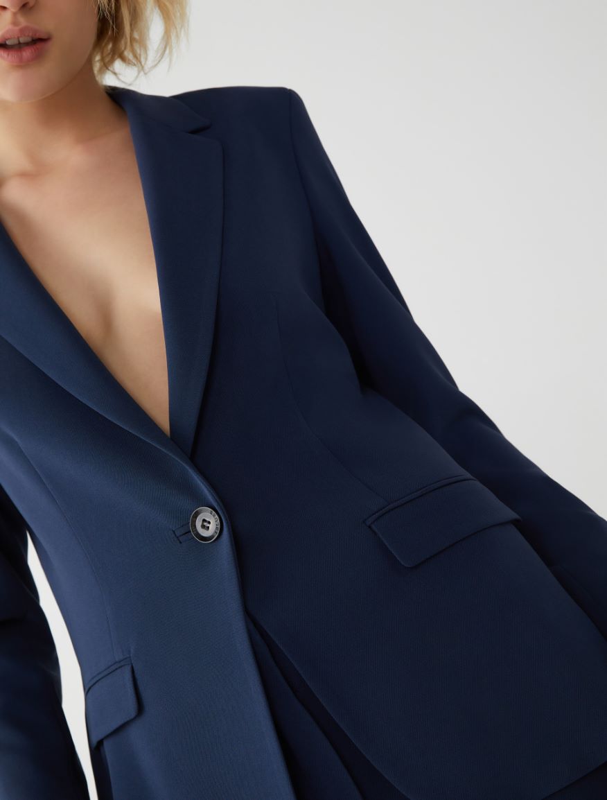 Fitted-waist blazer - NAVY - 3 - iBlues