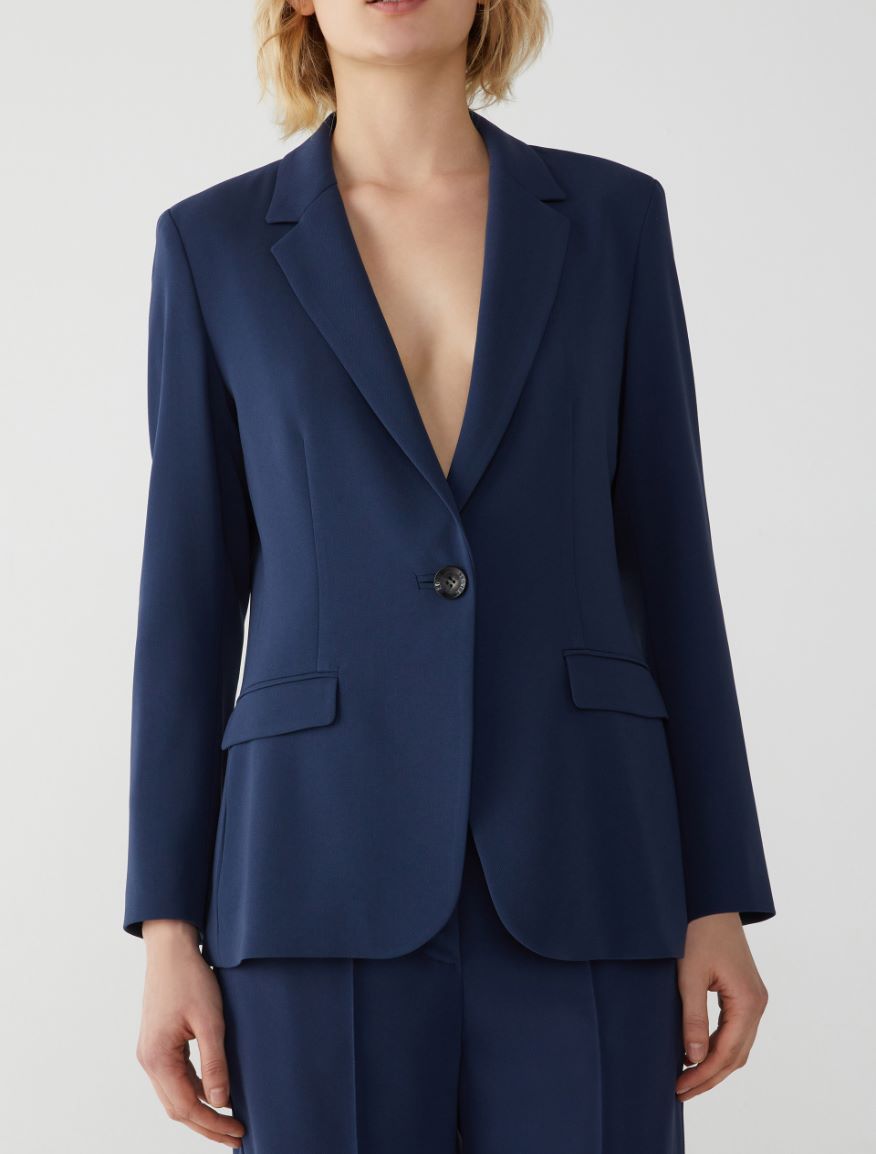 Fitted-waist blazer - NAVY - 4 - iBlues