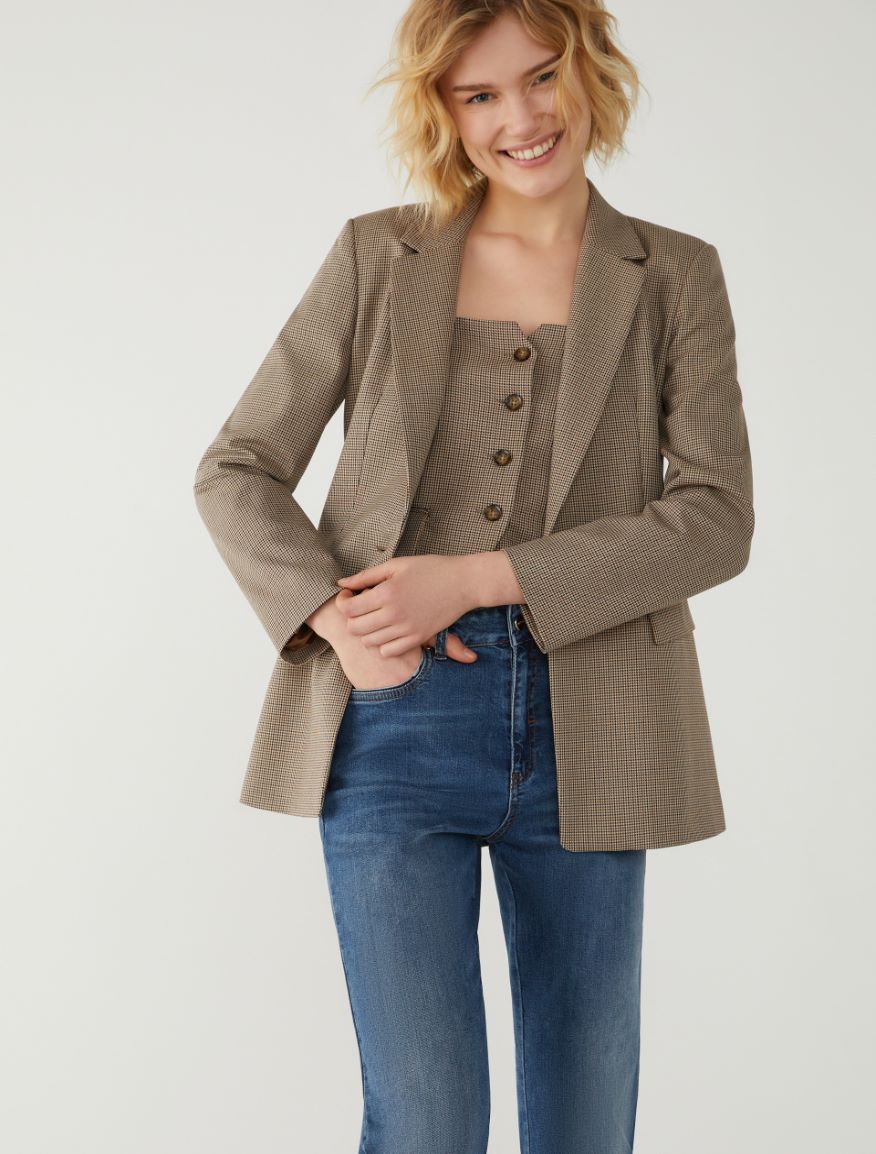 Figure-skimming blazer - CAMEL - iBlues