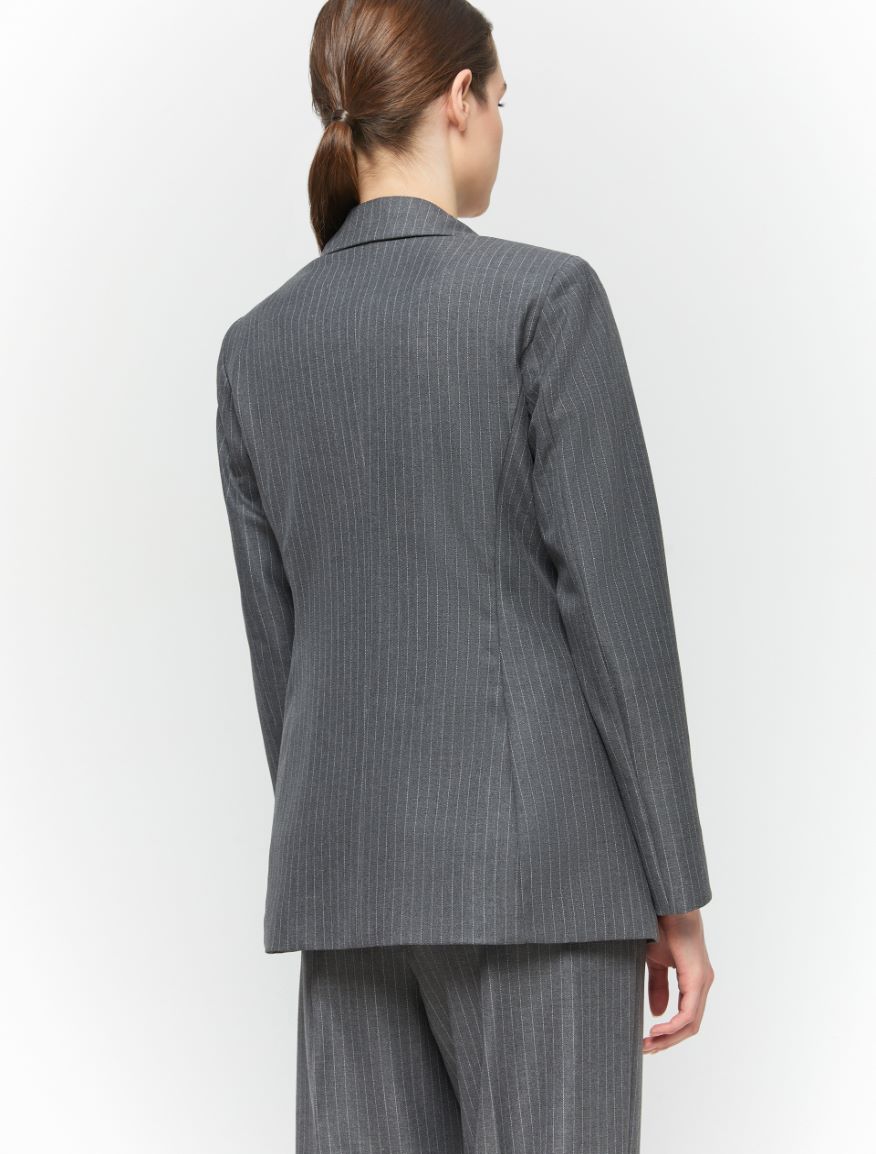 Figure-skimming blazer - DARK GREY - 2 - iBlues