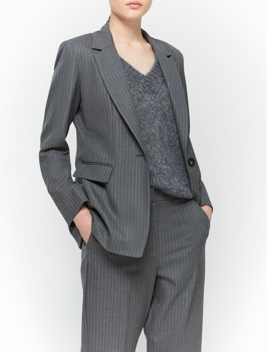 Figure-skimming blazer - DARK GREY - 3 - iBlues