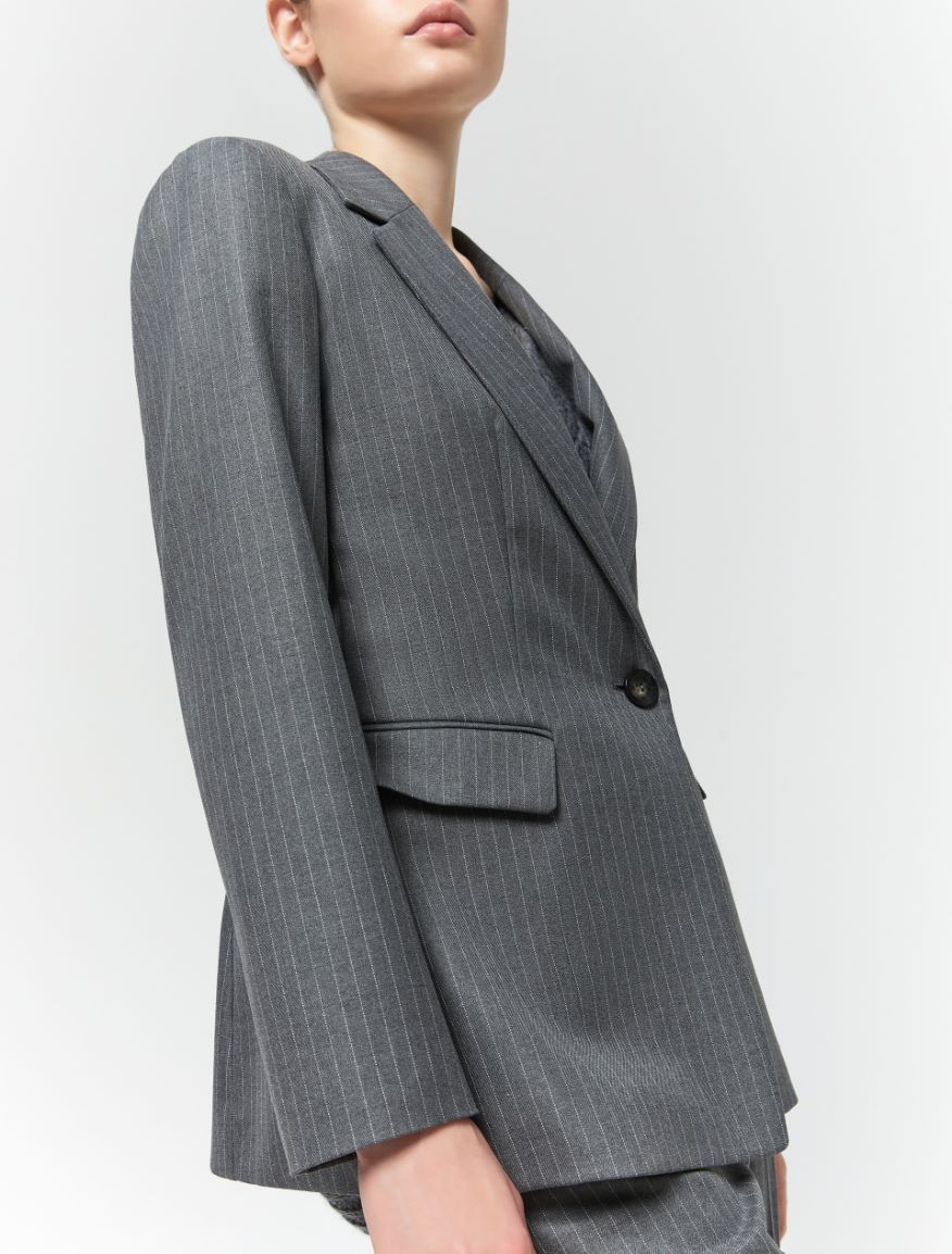 Figure-skimming blazer - DARK GREY - iBlues