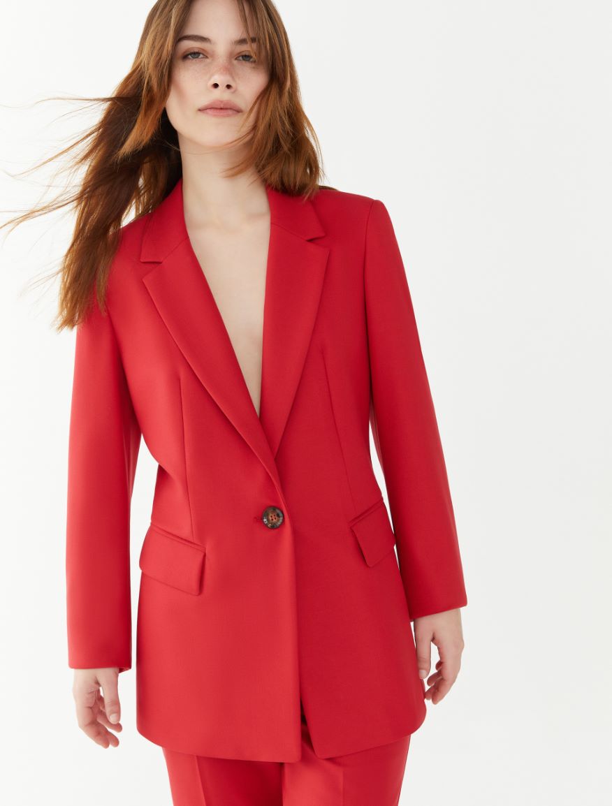 Figure-skimming blazer - RED - 3 - iBlues