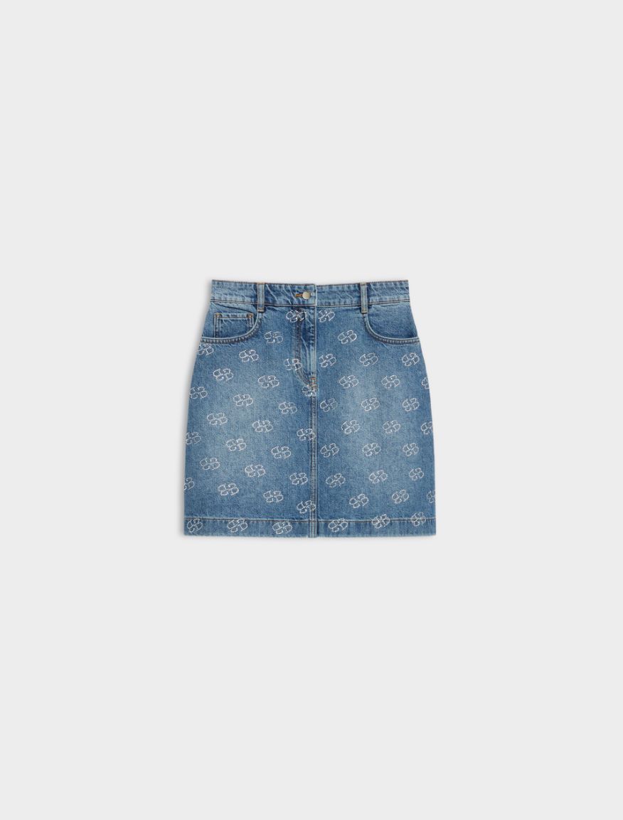 A-line mini skirt - BLUE JEANS - 5 - iBlues