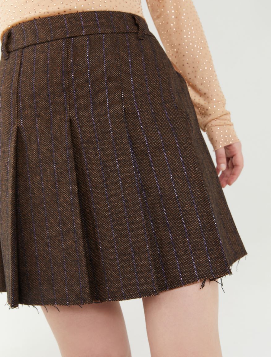 Pleated skirt - DARK BROWN - 4 - iBlues