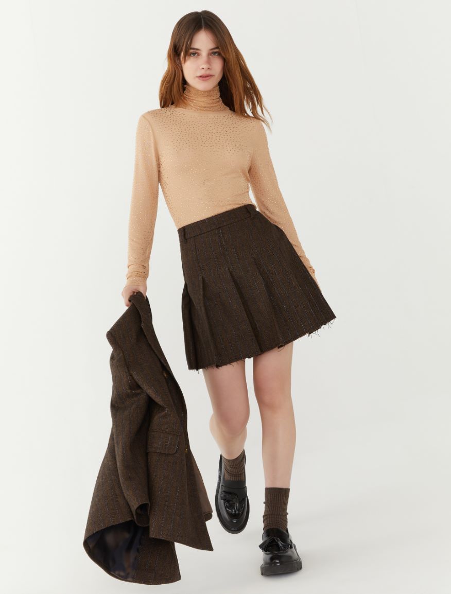 Pleated skirt - DARK BROWN - iBlues