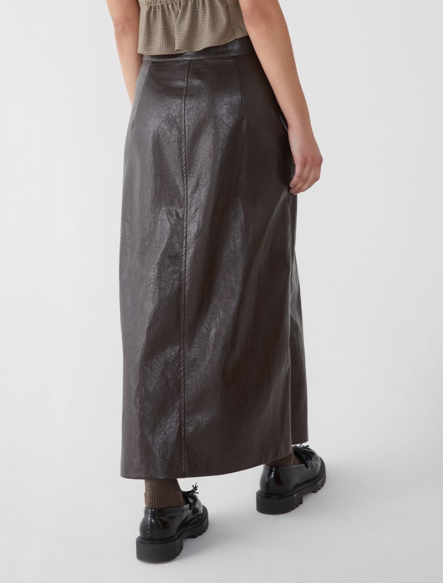 A-line skirt - BROWN - 2 - iBlues