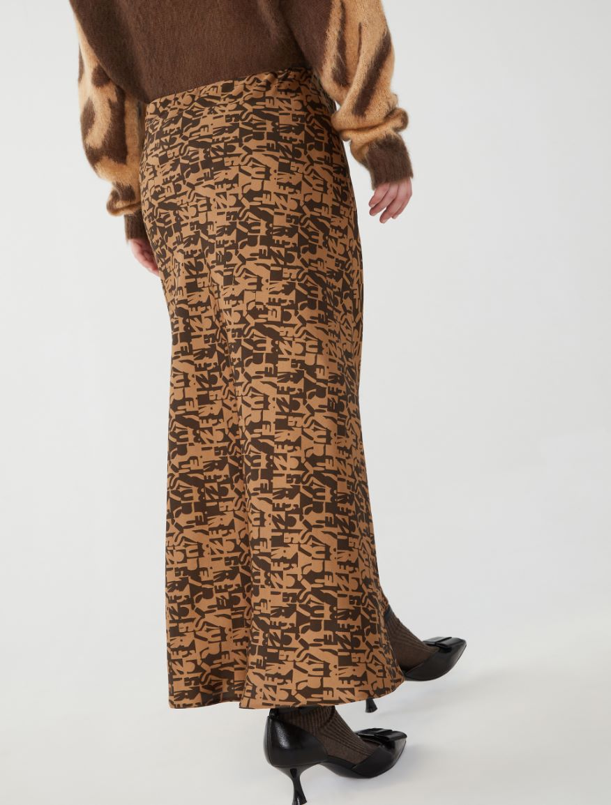 Printed skirt - CAMEL - 2 - iBlues