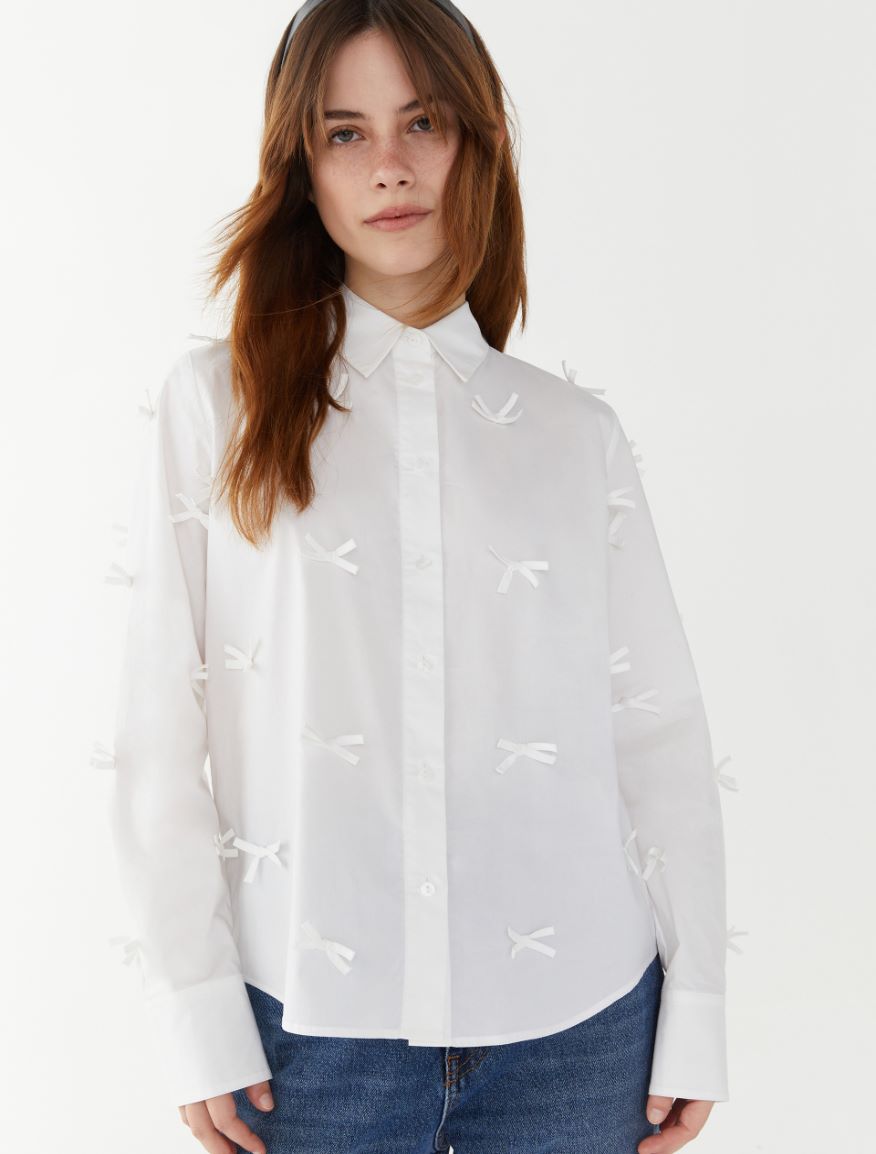 Shirt with decorations - OPTICAL WHITE - 3 - iBlues