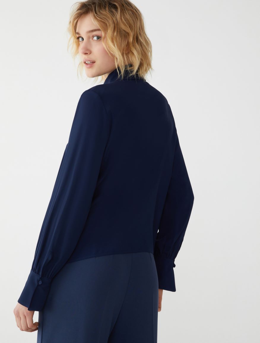 Silk-blend shirt - NAVY - 2 - iBlues