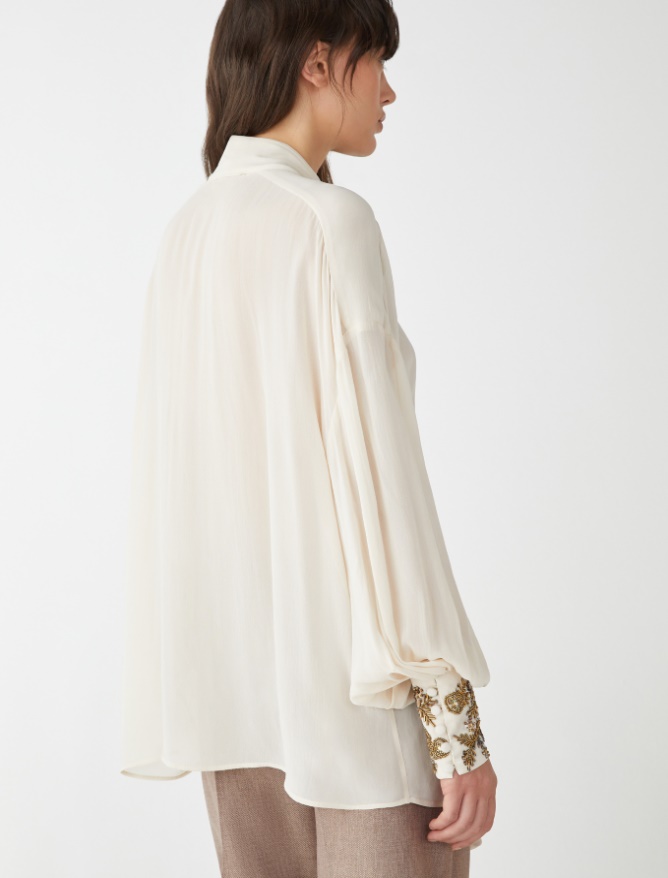 Embroidered blouse - IVORY - iBlues