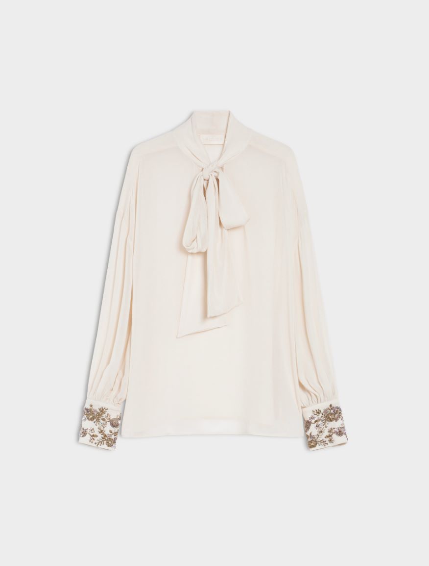 Embroidered blouse - IVORY - 5 - iBlues