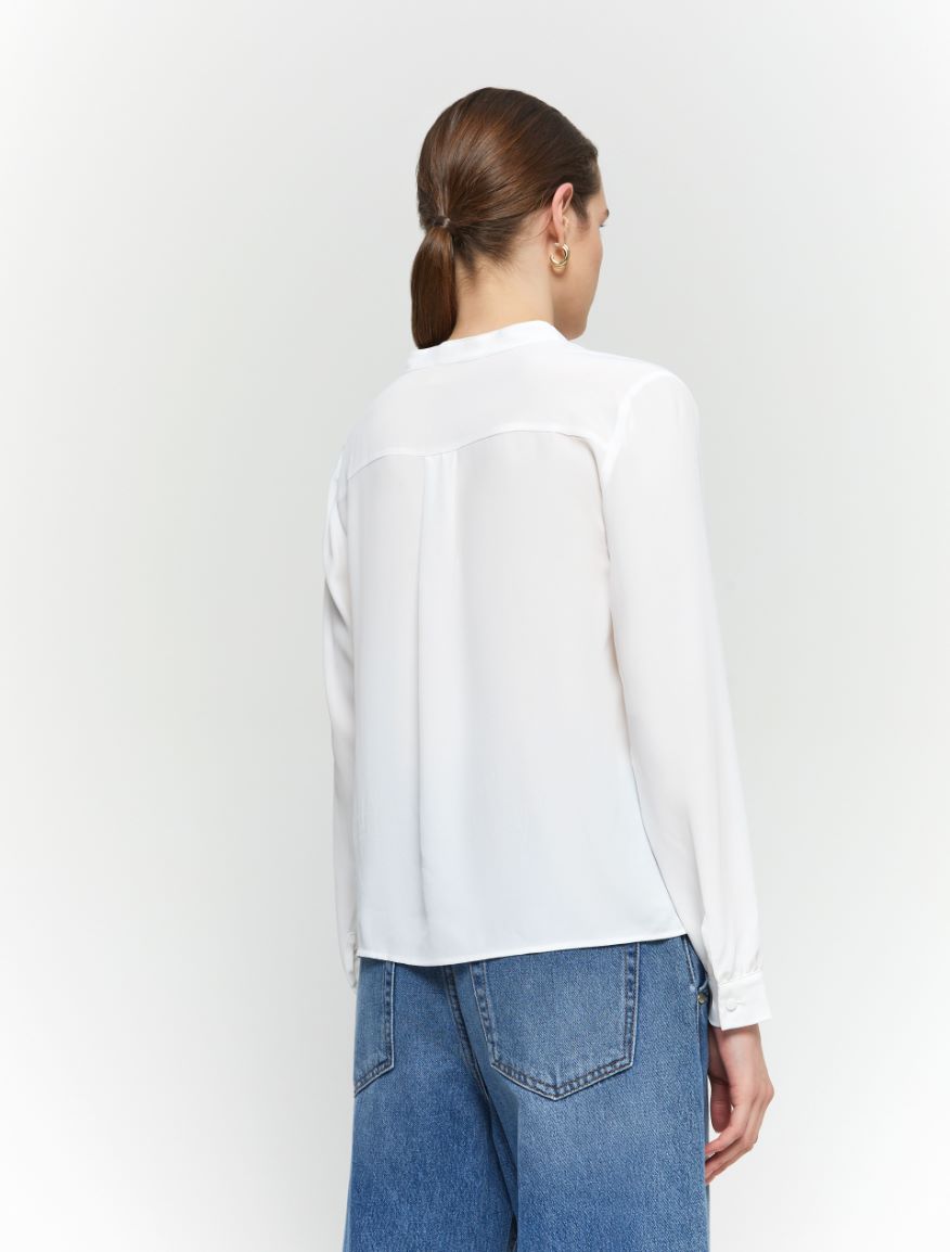 Blusa in misto seta - BIANCO LANA - 2 - iBlues