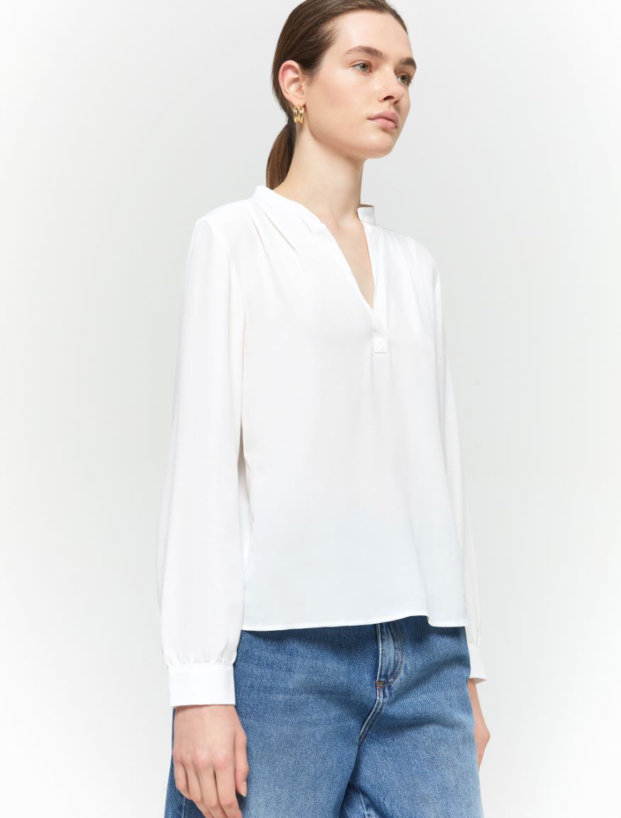 Blusa in misto seta - BIANCO LANA - 4 - iBlues