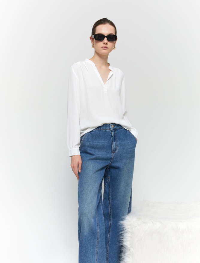 Silk-blend shirt - WOOL WHITE - iBlues