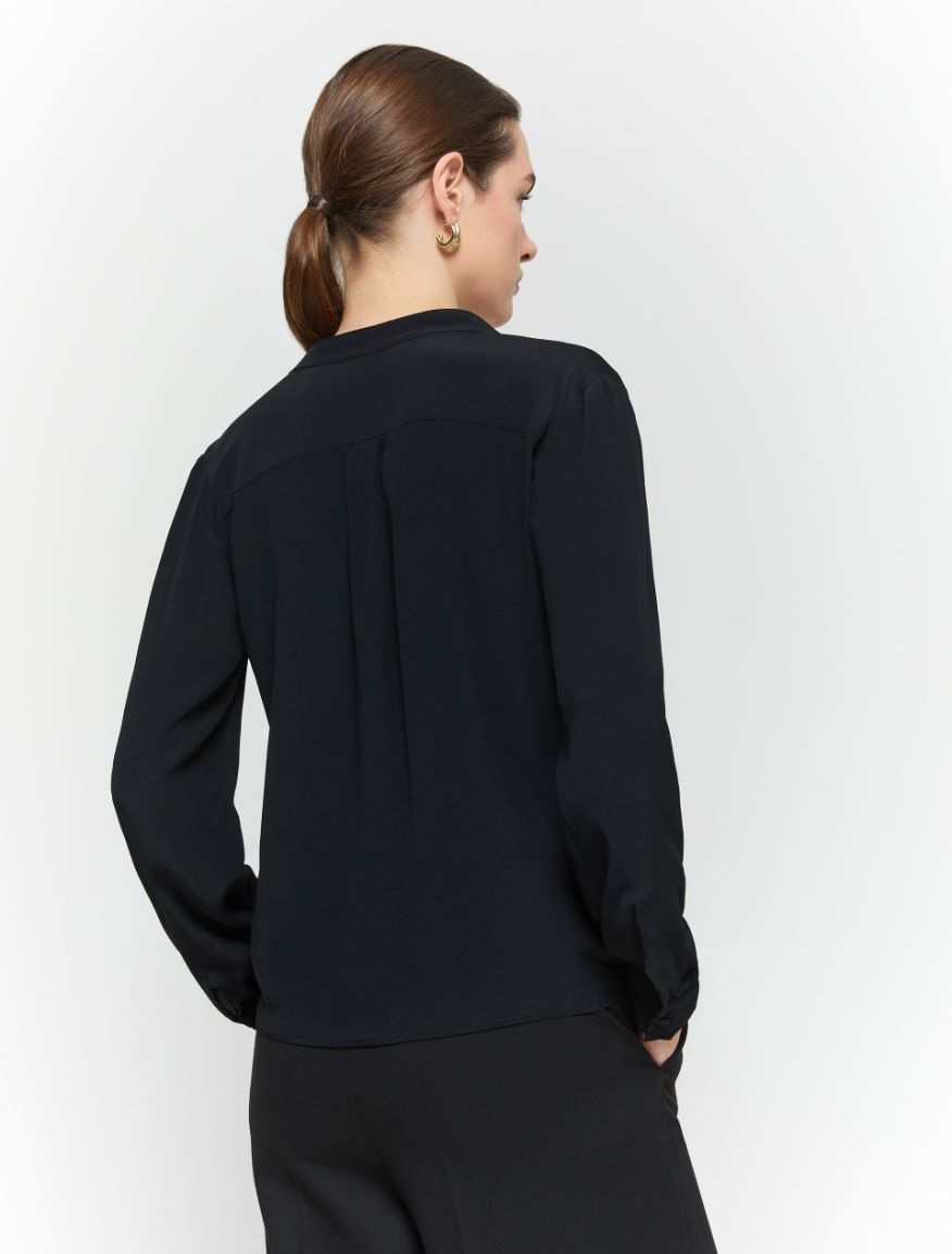 Silk-blend shirt - BLACK - 2 - iBlues