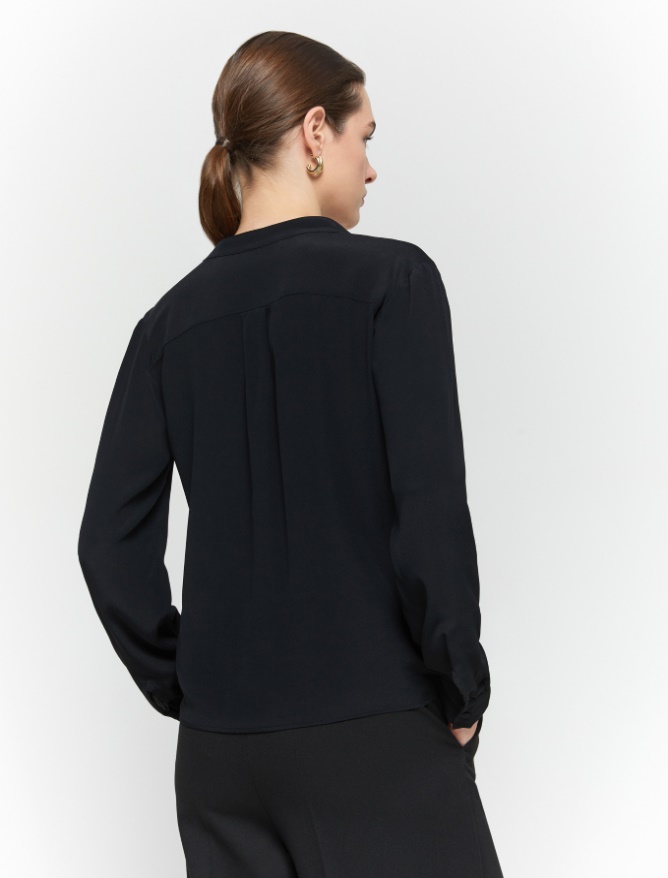 Silk-blend shirt - BLACK - iBlues