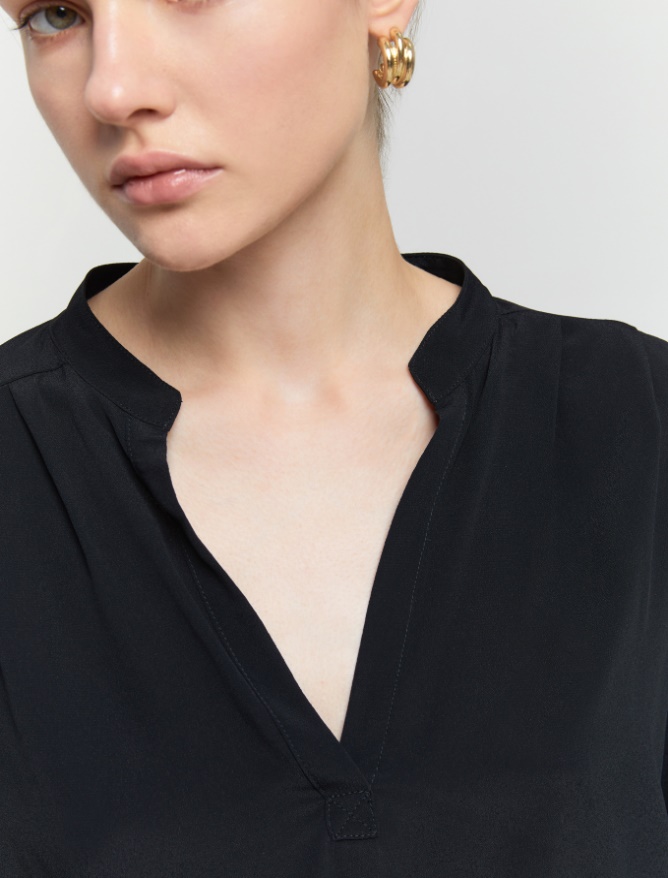 Silk-blend shirt - BLACK - iBlues