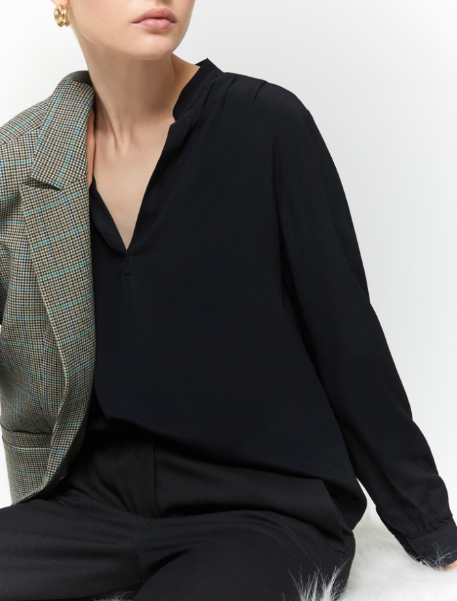 Silk-blend shirt - BLACK - iBlues