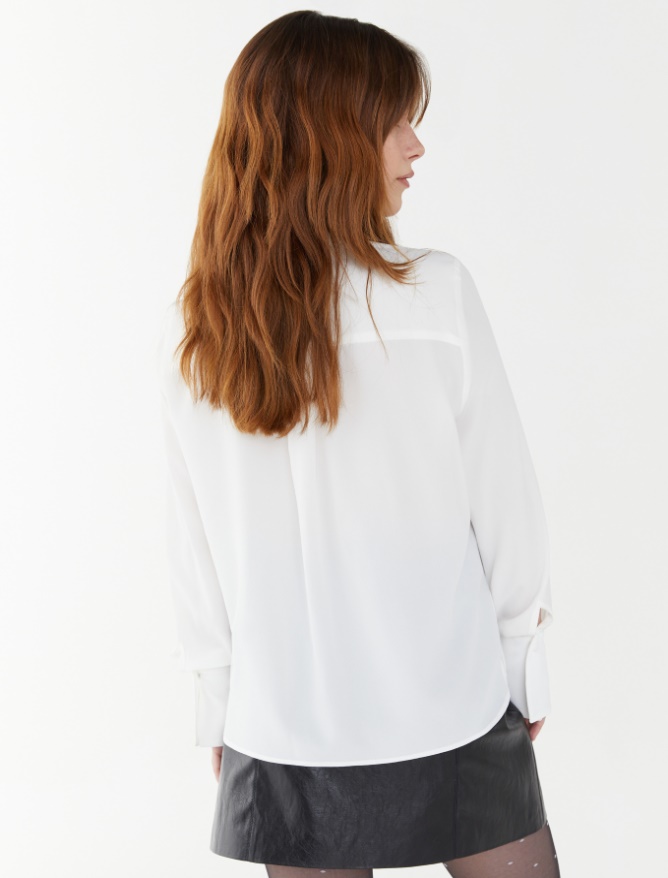 Silk-blend shirt - WHITE - iBlues