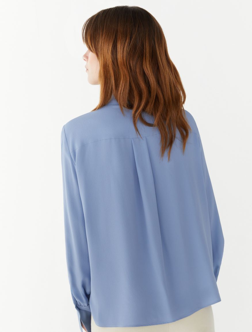 Silk-blend shirt - DUST BLUE - 2 - iBlues