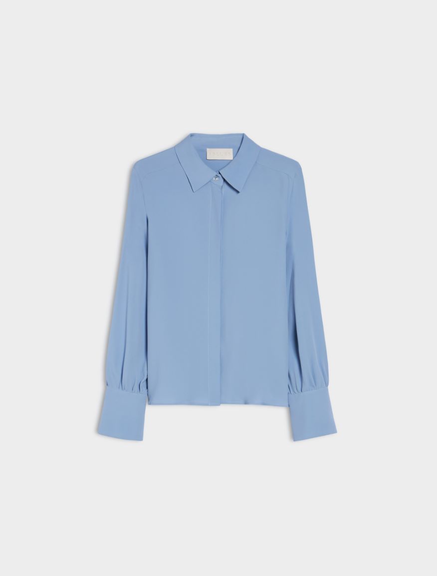 Silk-blend shirt - DUST BLUE - 5 - iBlues