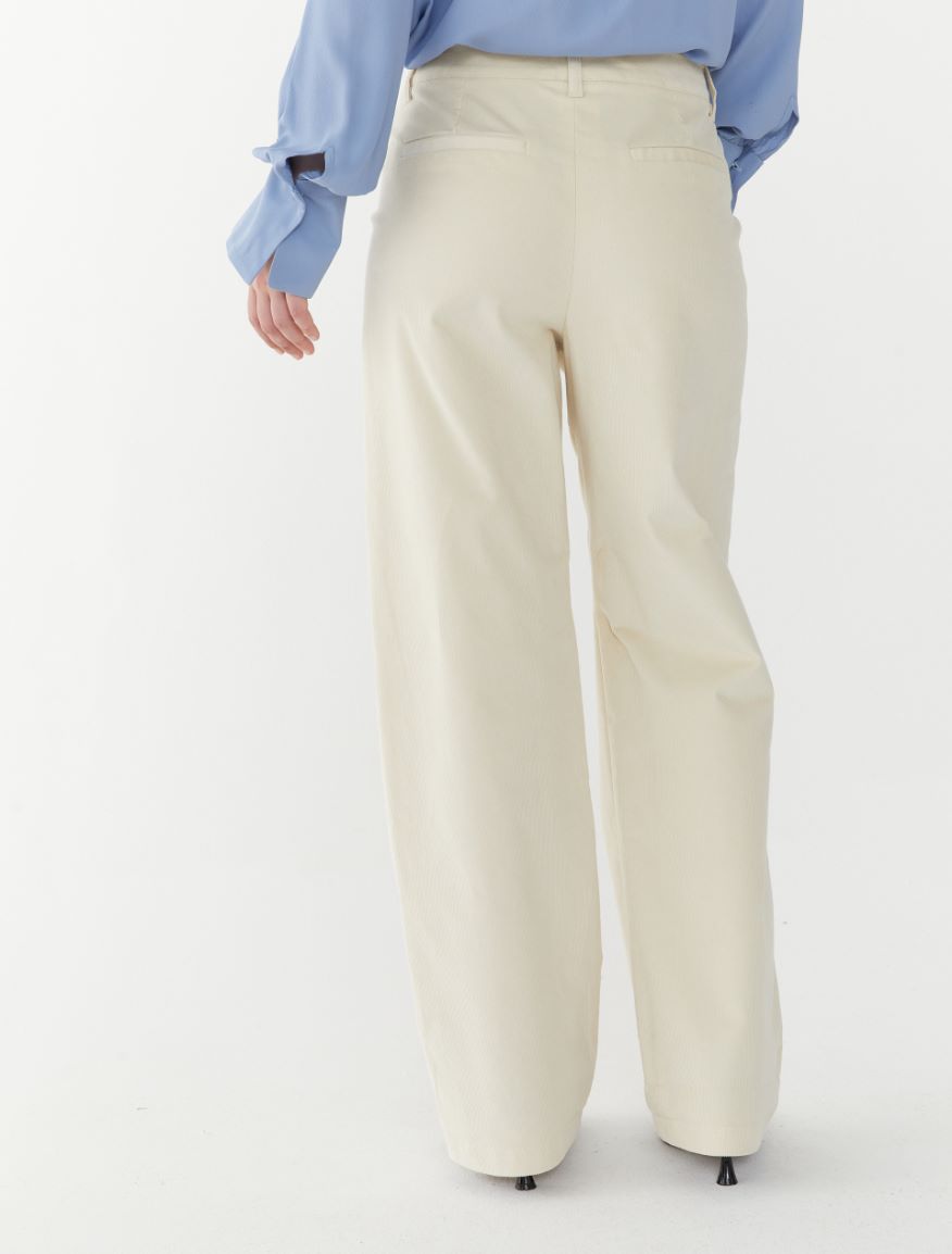 Velvet trousers - IVORY - 2 - iBlues