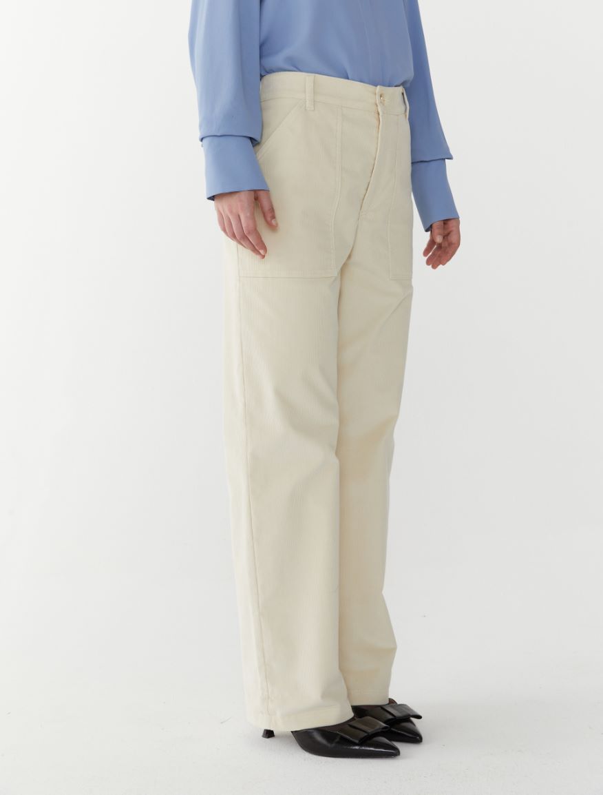 Velvet trousers - IVORY - 4 - iBlues