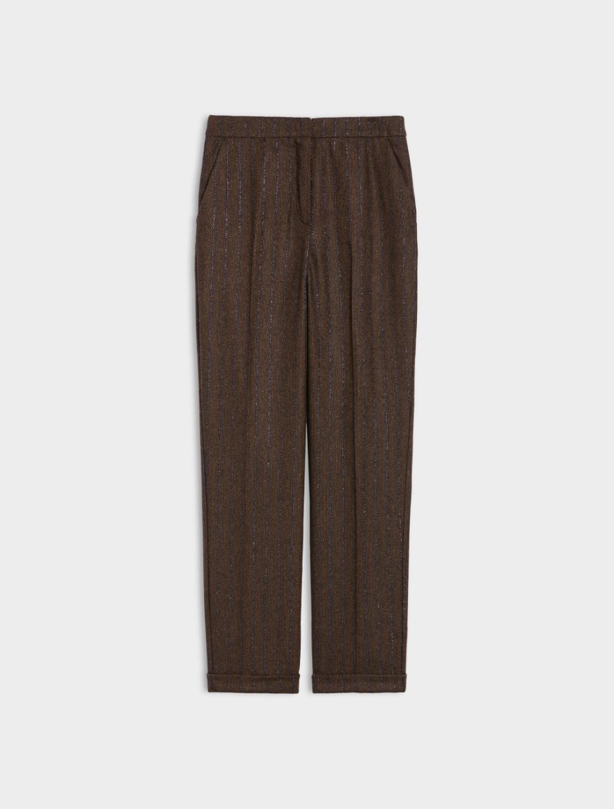 Semi-fitted trousers - DARK BROWN - 5 - iBlues