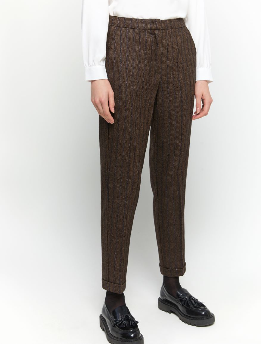 Semi-fitted trousers - DARK BROWN - iBlues