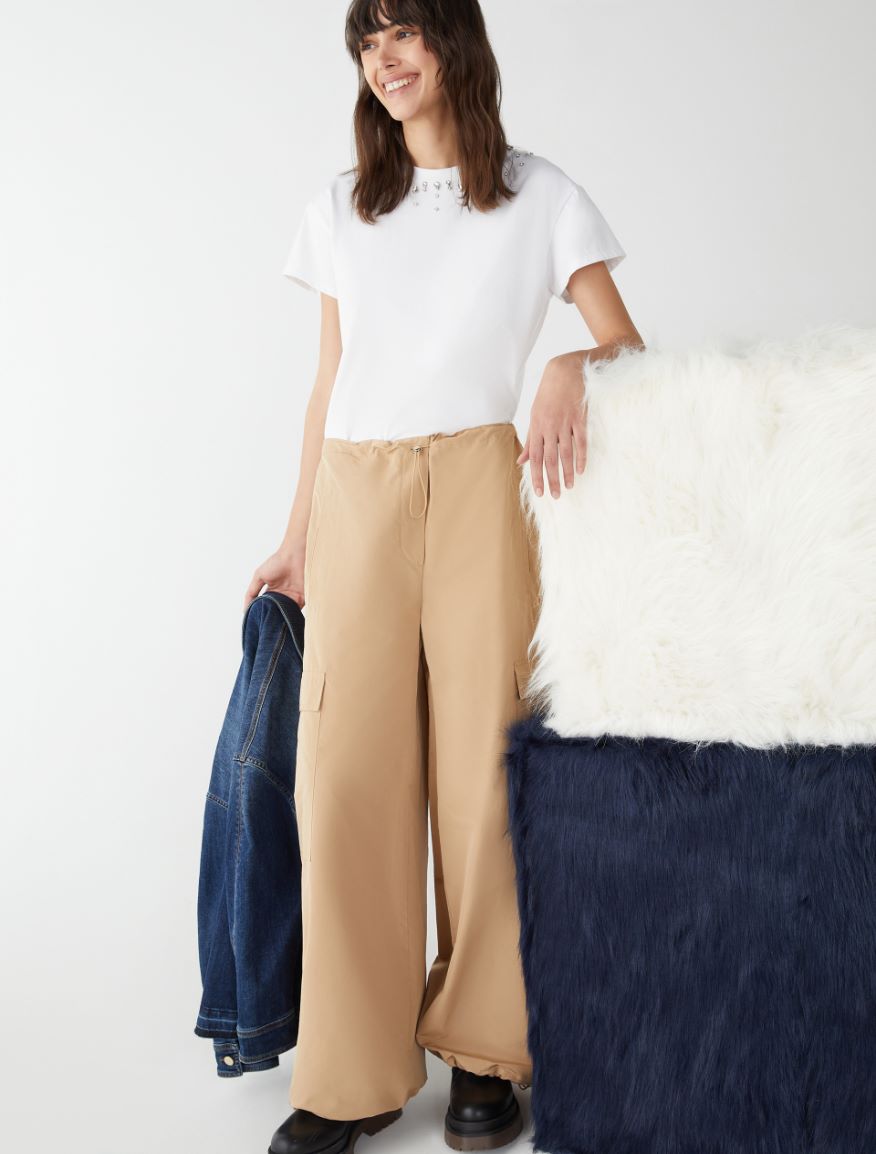 Cargo trousers - BEIGE - iBlues