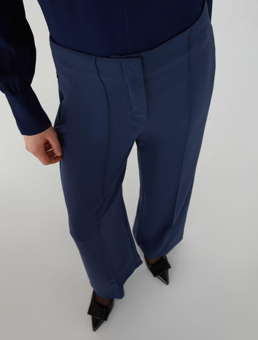 Wide-leg trousers - NAVY - 3 - iBlues