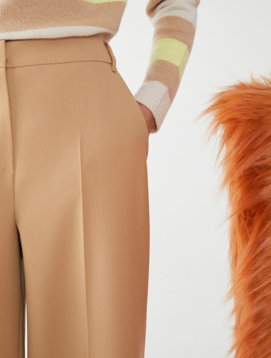 Wide-leg trousers - CAMEL - 3 - iBlues