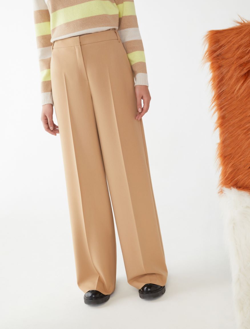 Wide-leg trousers - CAMEL - 4 - iBlues