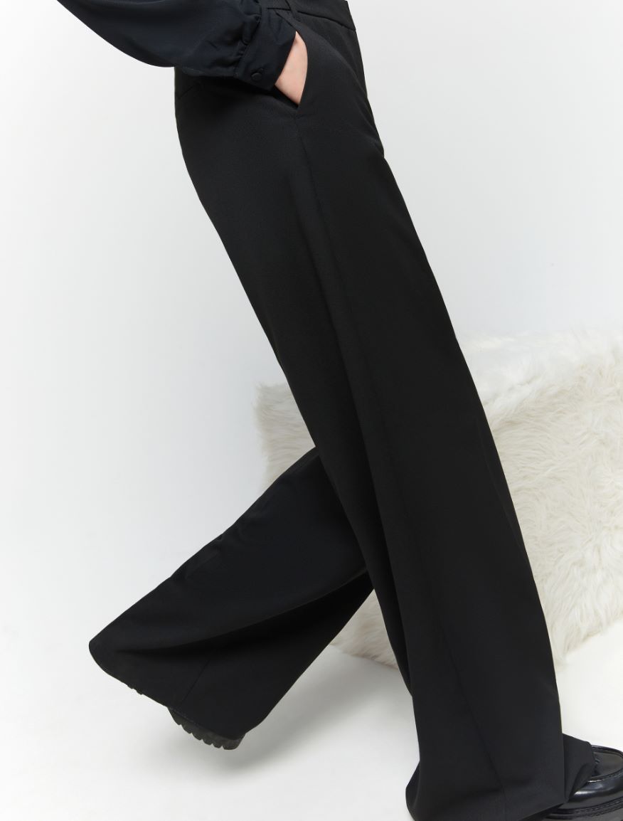 Wide-leg trousers - BLACK - iBlues