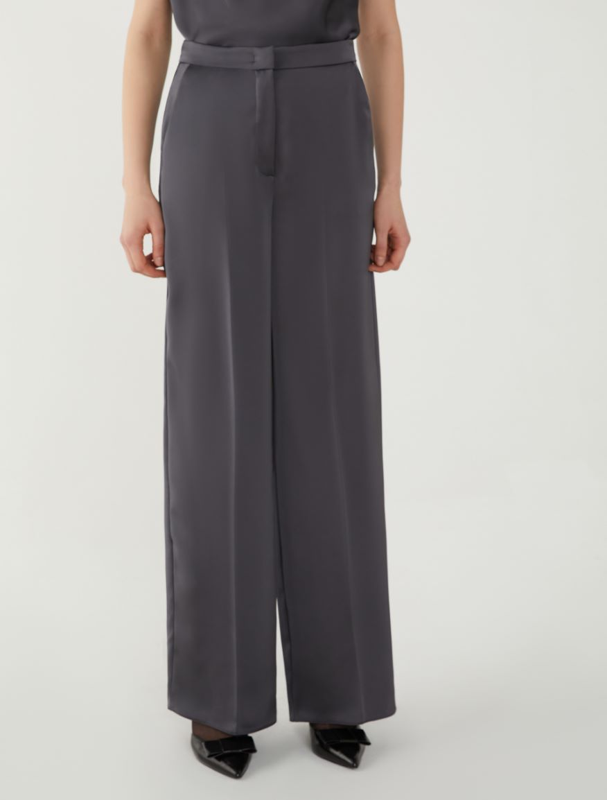 Wide-leg trousers - IRON - 4 - iBlues