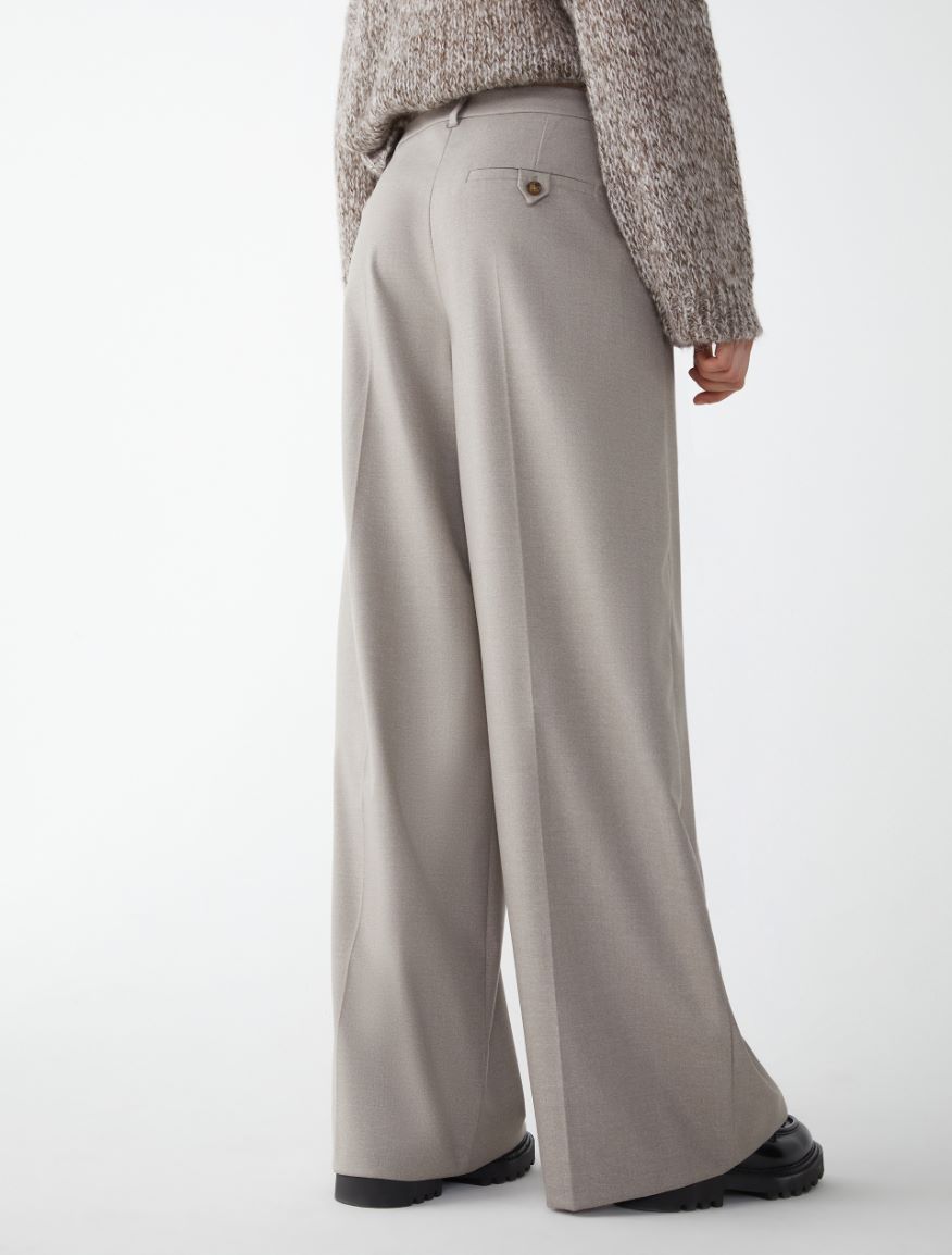 Wide-leg trousers - MASTIC - 2 - iBlues