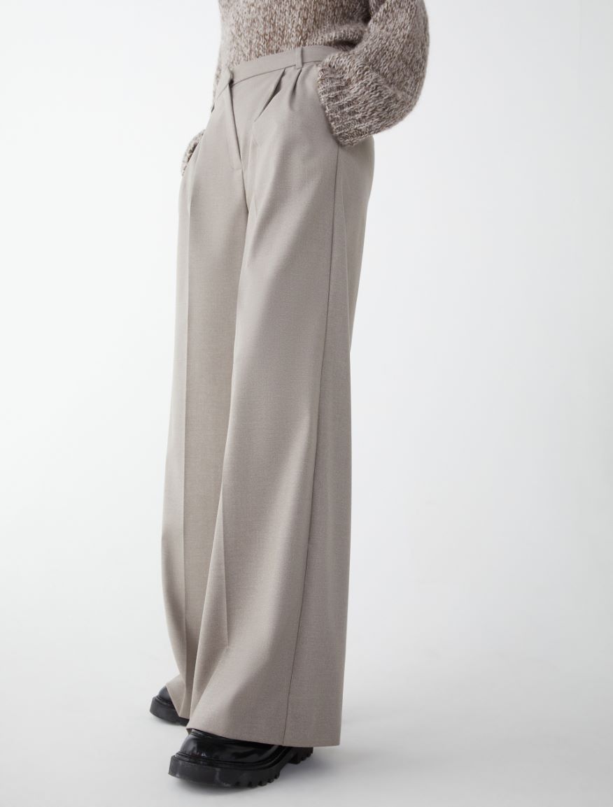 Wide-leg trousers - MASTIC - 3 - iBlues