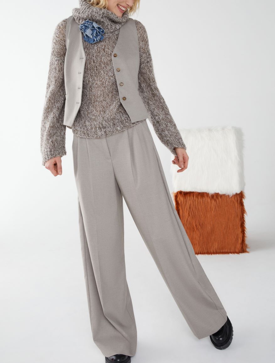 Wide-leg trousers - MASTIC - iBlues