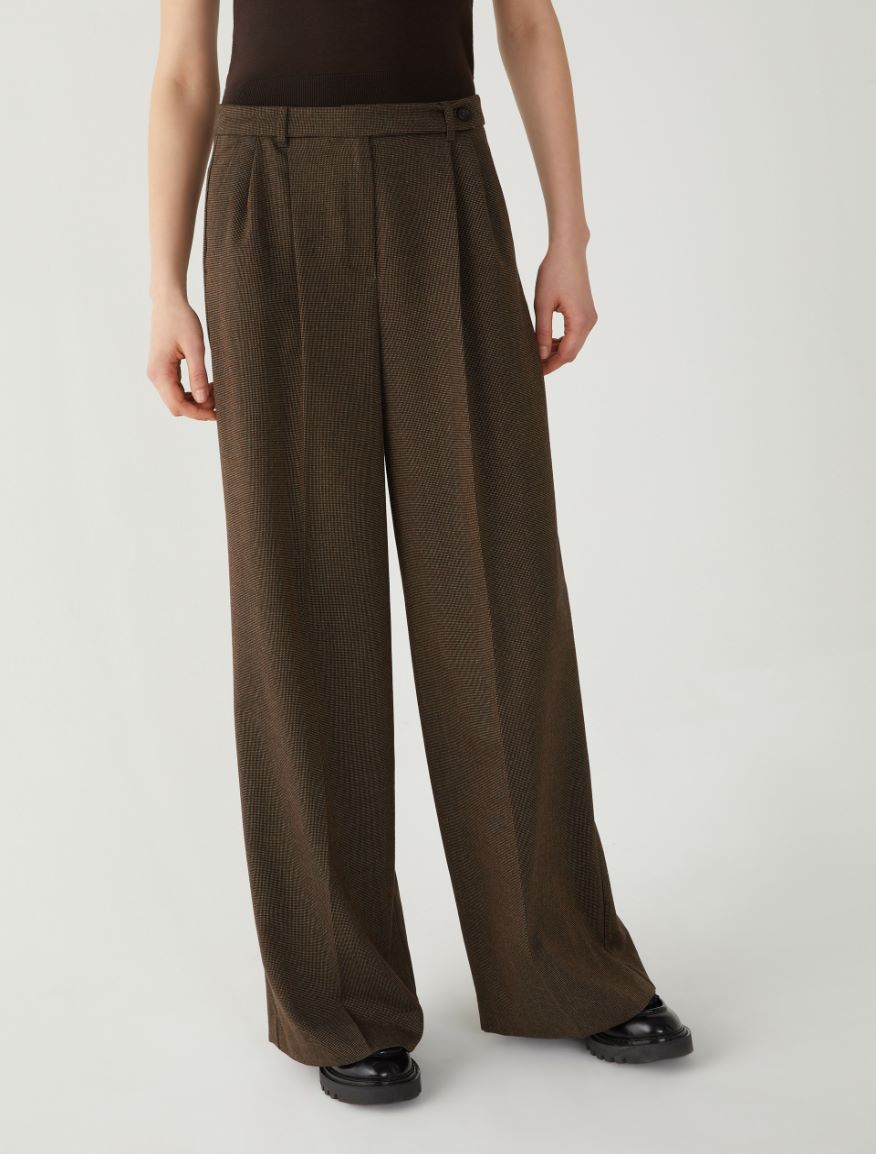 Wide-leg trousers - BROWN - 4 - iBlues