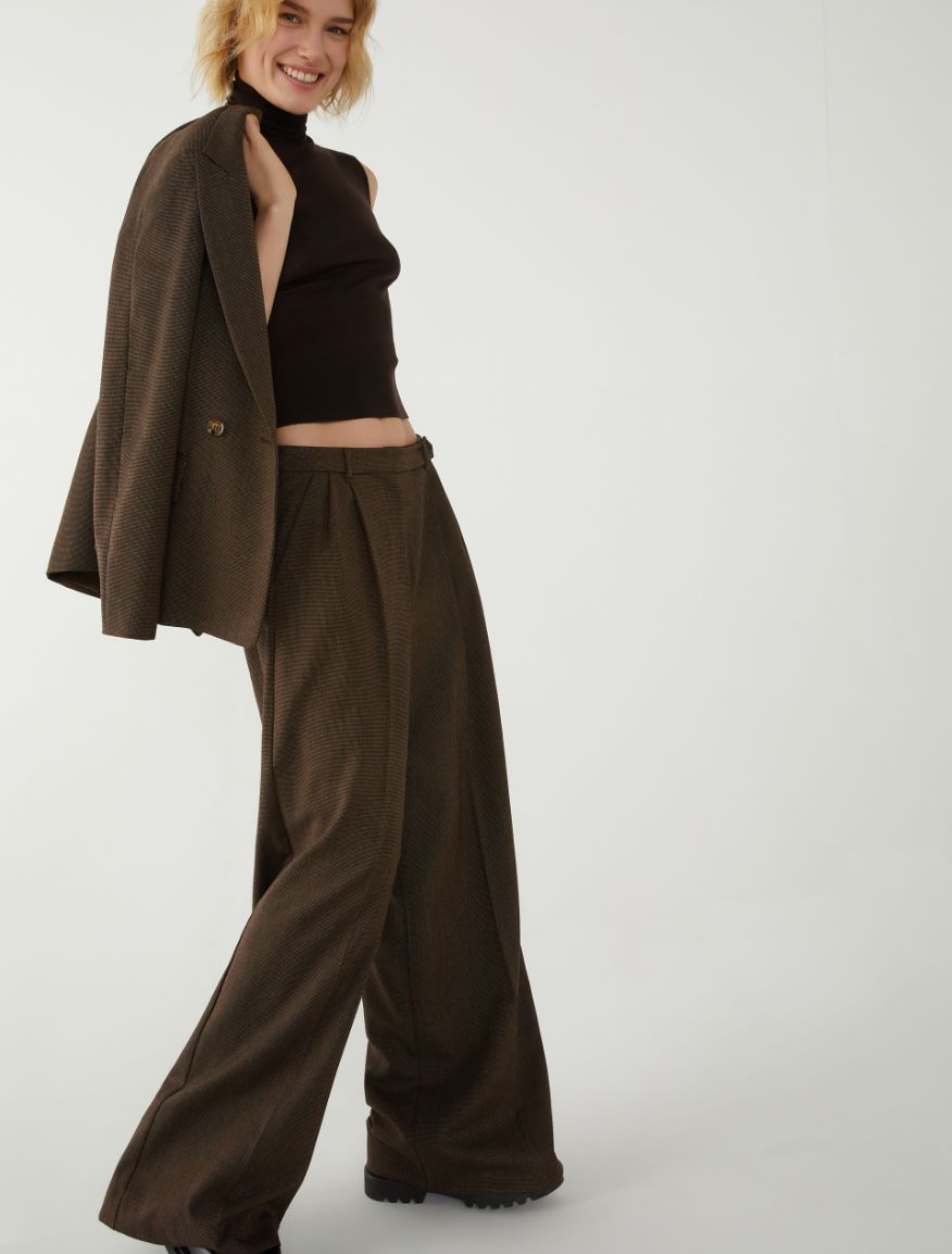 Wide-leg trousers - BROWN - iBlues