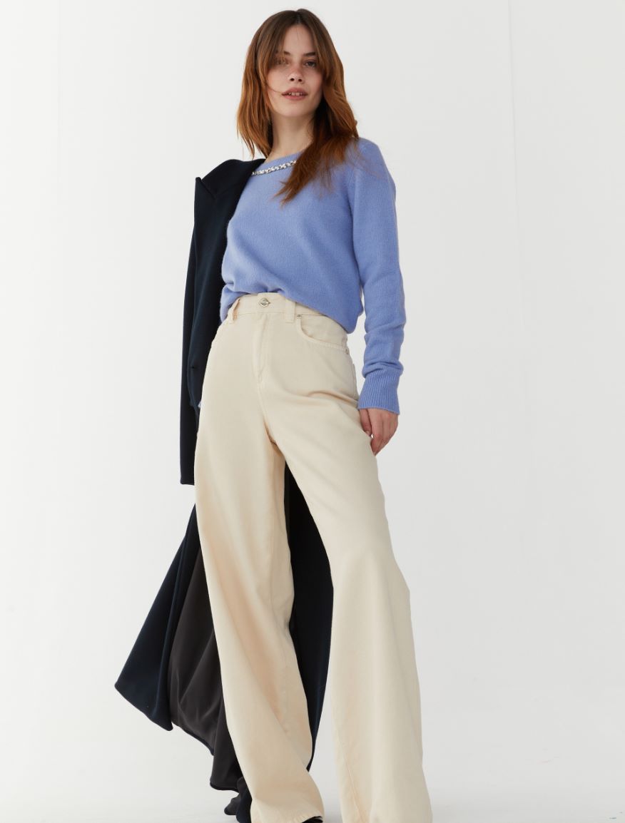 Wide-leg trousers - CREAM - iBlues