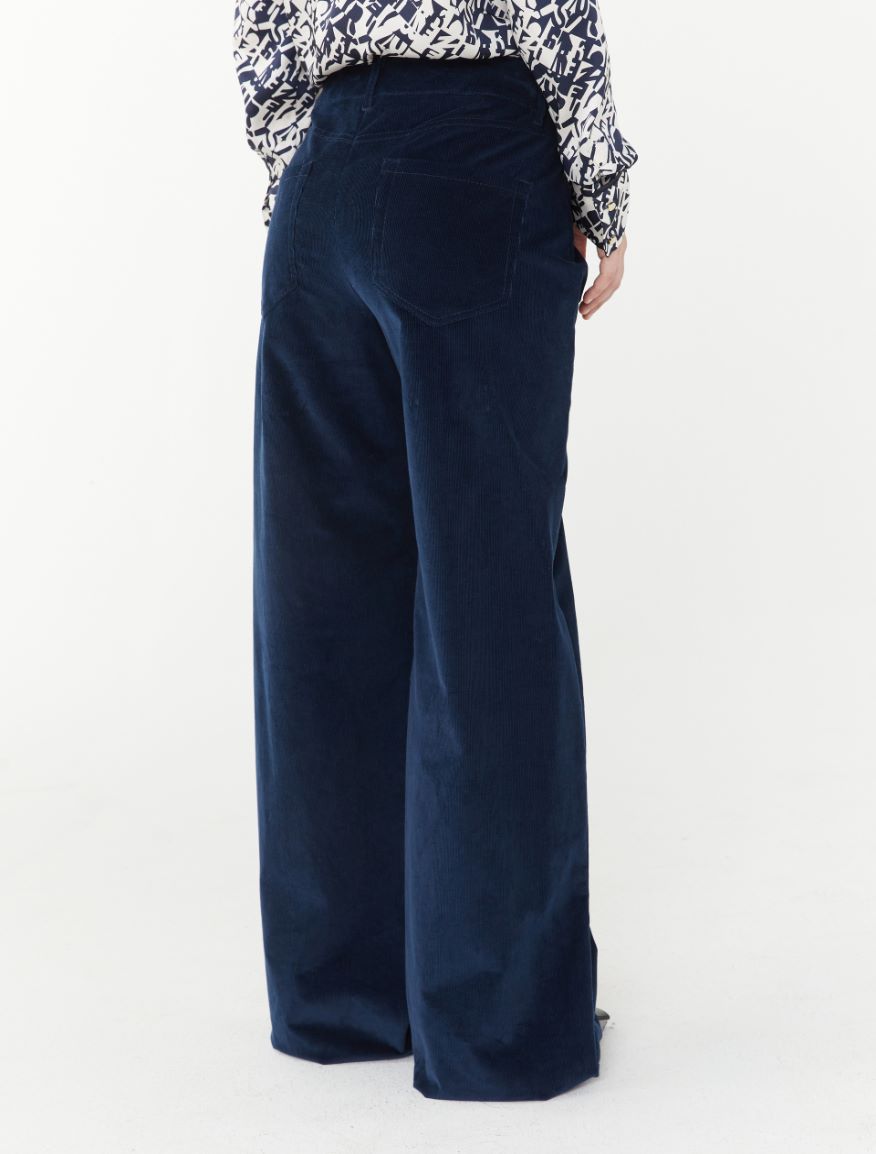 Wide-leg trousers - NAVY - 2 - iBlues