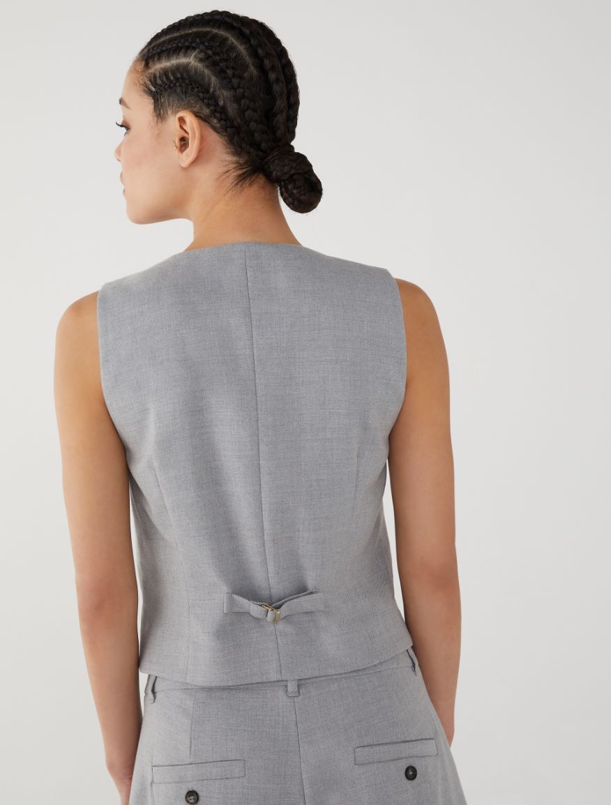 Semi-fitted gilet - MELANGE GREY - 2 - iBlues